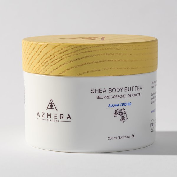 AZMERA Shea Body Butter for Women & Men – Fair-Trade, Organic Shea Butter & Pure Argan Oil Rich in Antioxidants & Vitamin E – Vegan, Raw Shea Butter from Africa Skin Care, Aloha Orchid, 8.82Oz