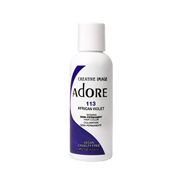 Adore Semi Permanent Hair Color - Vegan and Cruelty-Free Hair Dye - 4 Fl Oz - 113 African Violet (Pack of 2)