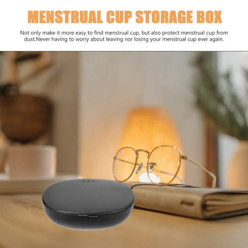 Healvian 2Pcs Period Cup Storage Case Menstrual Cup Case Plastic Period Cup Holder Menstrual Disc Cleaner for Travel Black