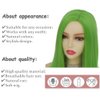 Tseses Fluorescent Green Long Straight Wigs for Women with Side Bangs Natural Halloween Party Hair Heat Resistant Synthetic Wig for Cosplay Party