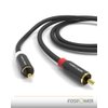 FosPower (2 Pack 2 RCA M/M Stereo Audio Cable [24K Gold Plated | Copper Core] 2RCA Male to 2RCA Male [Left/Right] Premium Sound Quality Plug - 3FT