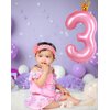 40 Inch Crown Pink Number 3 Balloon, Big Conjoined Baby Pink Foil Mylar Helium 3 Balloon for Girls 3rd Birthday Party Decorations Pink Princess Theme Party Decorations Supplies Anniversary Decor