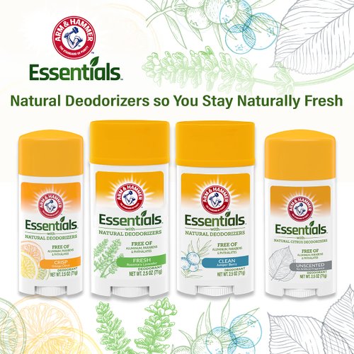 ARM & HAMMER Essentials Natural Deodorant Unscented 2.50 oz (Pack of 9)