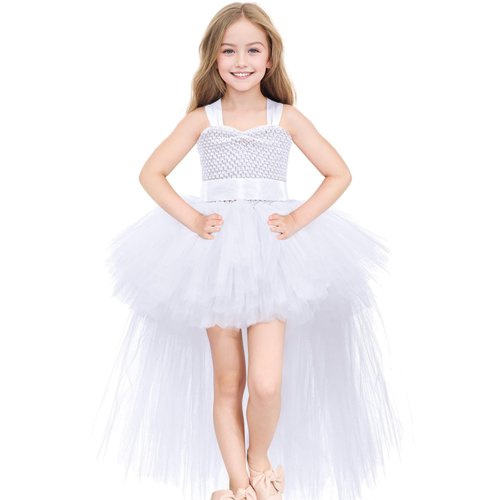 White Christmas Tutu Dress for Girls Tulle Dresses Fairy Princess Dress up for Kids Toddler Little Girl Birthday Party Outfit Size 3-4
