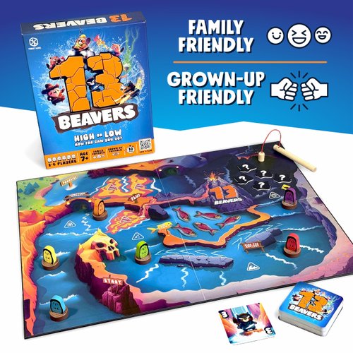 Format Games 13 Beavers Board Game - The Riveting Beaver Journey, Family-Friendly Card Guessing Adventure, Ever-Changing Gameplay! Ages 7+, 2-6 Players, 30-45 Minute Playtime, Made