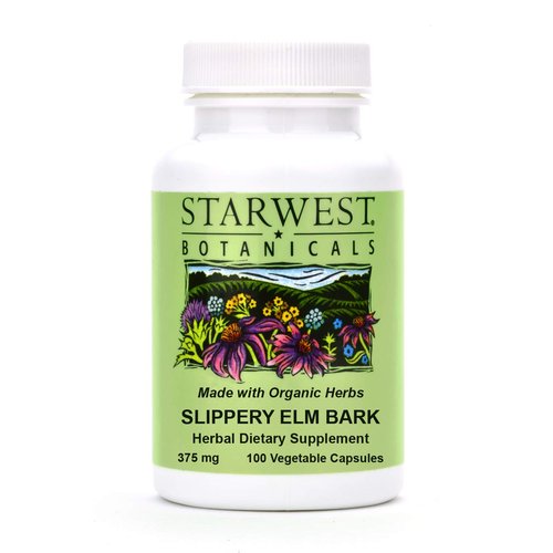 Organic Slippery Elm Bark Capsules (Ulmus rubra), 375 MG, 100 Capsules | Organic Herbal Supplement