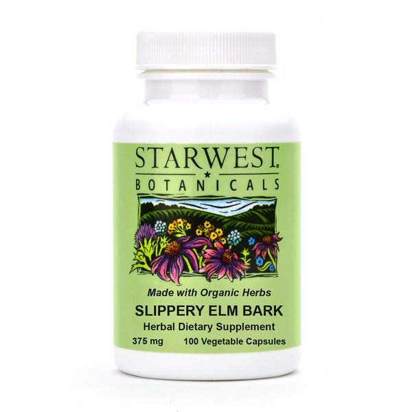 Organic Slippery Elm Bark Capsules (Ulmus rubra), 375 MG, 100 Capsules | Organic Herbal Supplement