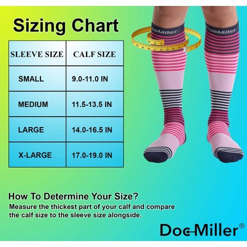 Doc Miller Premium Compression Socks for Women & Men - 15-20mmHg Best for Sport, Travel, Nurses, Pregnancy & Varicose Veins