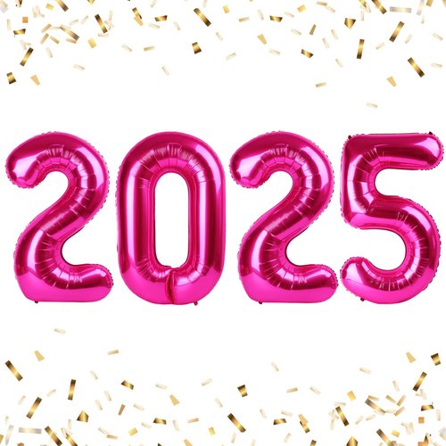 40 Inch Hot Pink 2025 Number Balloon, 2025 New Year Eve Hot Pink Number Balloons, New Years Eve Party 2025 Decorations For Christmas Graduations Birthday