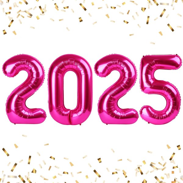 40 Inch Hot Pink 2025 Number Balloon, 2025 New Year Eve Hot Pink Number Balloons, New Years Eve Party 2025 Decorations For Christmas Graduations Birthday