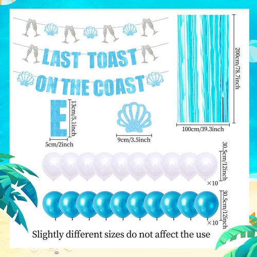 JeVenis Blue Last Toast On The Coast Banner Beach Bach Banner Beach Bachelorette Party Decorations Coastal Bach Party Supplies