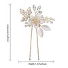 SWEETV Hair Pins for Brides, Handmade Beaded Wedding Hair Pieces for Brides Bridesmaid, Set of 2, 3.54 x 1.97 inches, White Ceramic Flower and Light Rose Gold Plated Leaves, Hair Clip