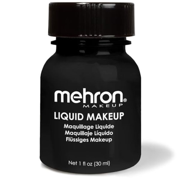 Mehron Makeup Liquid Makeup | Face Paint and Body Paint Perfect for Halloween, Cosplay I Air Brush Compatible Body Paint (1 oz) (BLACK)