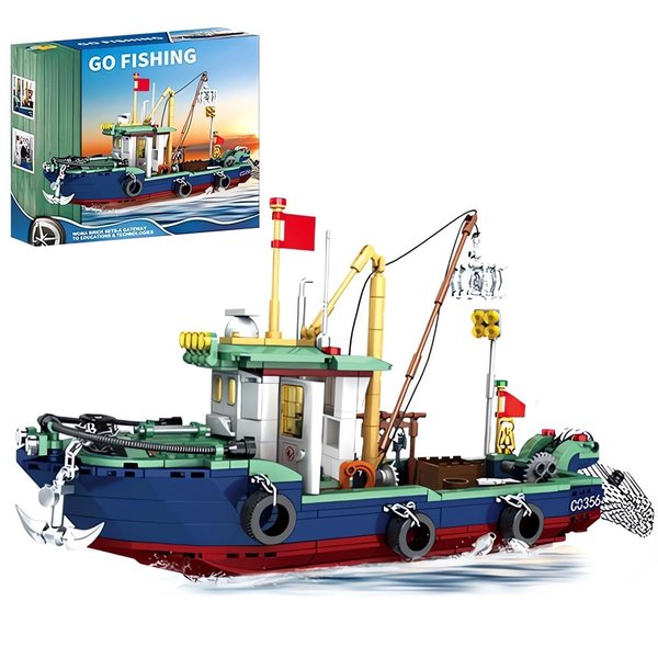 MEOA Fishing Boat Building Blocks Toys 582pcs Marine Theme City Ship Model Building Kits Fishing Ships Building Set for Boys Ideal Gifts for Kids and Adults