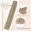 Sunny Hair Beaded Weft Hair Extensions Human Hair 50G Micro Bead Weft Hair Extensions Real Human Hair Straight Weft Hair Extensions with Micro Beads Easy Weft Golden Blonde with Blonde 14 inch