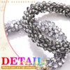 Fashey Beaded Hair Ties Crystal Hair Bands Elastic Ponytail Holders 3 Pcs Black Rhinestone Hair Tie Hair Accessories for Women