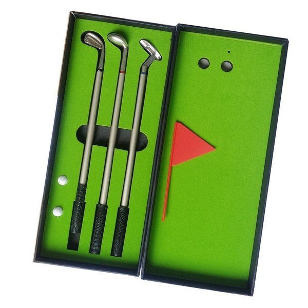 Seadream Golf Gift Set,Desktop Golf Pen Set Desktop Golf Ball Pen Gift Set Including Putting Green, 3 Golf Club Pens & Balls