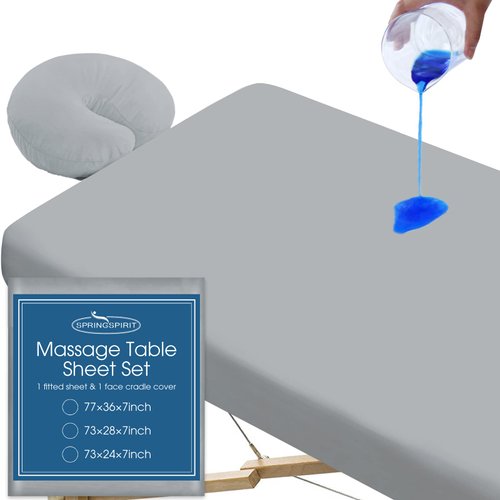Massage Table Sheets 100% Waterproof 2-Piece Massage Table Cover Sets Multi-sizes Include Massage Fitted Sheet & Face Cradle Cover Ultra Soft & Skin-friendly Fit Massage Table & Facial Bed