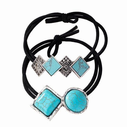 KOVOLITU Western Turquoise Decorative Hair Ties for Women Bohemian Hair Ties Ponytail Holders Ela...