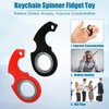 2pcs Keychain Spinner Toy, Keychain Spinner Portable Keychain Spinner Fidget Key Ring Spinner for Teens Adults Finger Exercise (Black, Red)