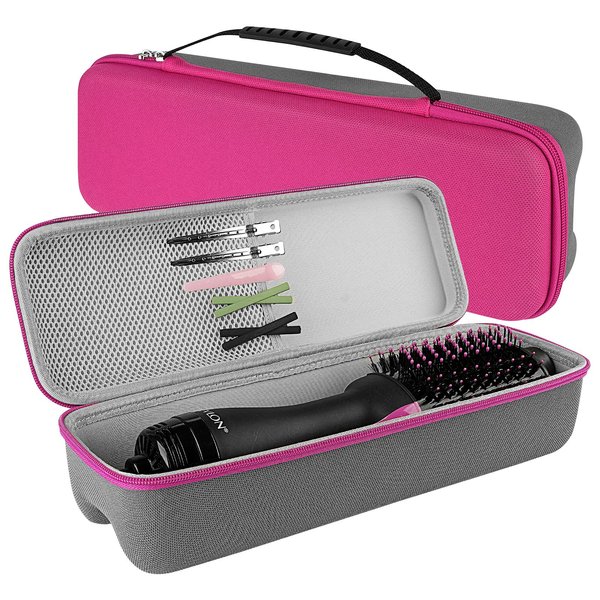 Linkidea Hard Travel Case for Revlon Hair Dryer Brush, Hot Tools One-Step Hair Dryer and Volumizer Styler, Hot Air Brush Carrying Case Box (Rose Red)