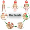 ColorGround Children's BLonde Braided Costume Wig with Red and Green Polka Dot Bows and Red Bead Necklace for Christmas Celebration Party(Blonde)