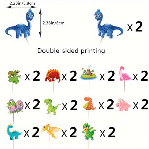 24 PCS Dinosaur Cupcake Toppers for Kids Birthday Party Dinosaur Cupcake Picks Decoration for Party Cake Supplies, Dinosaur Cake Toppers, Dinosaur Food Decorations