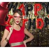 Red Happy Birthday Balloons Banner,16 Inch Mylar Foil Letters Sign,Reusable Balloons for Women, Men, Boys & Girls Birthday Decorations Party Supplies