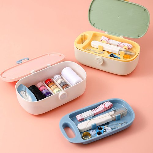 Sewing Kit, Portable Travel Sewing Kit for Adults, Needle and Thread Kit Plastic Sewing Box Small Sewing Kit Sewing Accesories and Supplies