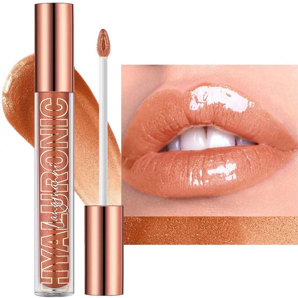 TWLBXMG Honey Lip Gloss Lip Plumper Gloss Tinted Glitter Lipgloss Lip oil Moisturizing High Shine And Vegan Plumping Lip Gloss For Women Long-Lasting Dry Lip Care (Honey # 05)