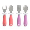 Munchkin® Raise™ Toddler Fork and Spoon Utensil Set, 4 Pack, Pink/Purple