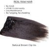 Last 5 Years Raw Light Yaki Straight Clip in Hair Extensions Natural Brown Real Human Hair Clip Ins Extensions For Black Women 12 Inch Relaxed Straight Italian Yaki Hair 120g 7 Pieces