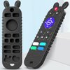 Kaodezhu TV Remote Control Shape Baby Teething Toys and Phone Shape Teether Toys for Babies 6-12 Months, Soft Flexible Silicone Chew Toys for Baby - Black