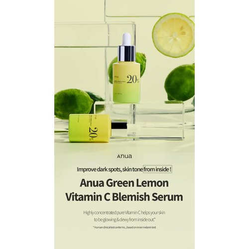 Anua Green Lemon Vitamin C Serum with Vitamin E, Hyaluronic & Ferulic Acid 0.67 fl.oz / 20ml
