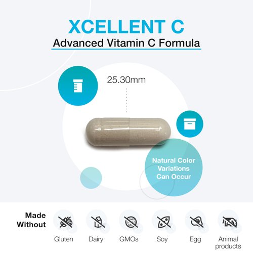 XYMOGEN Xcellent C - High Dose Vitamin C Supplement with BioPerine for Enhanced Absorption - Buffered Vitamin C to Minimize GI Upset - Immune Support + Antioxidants Supplement (120 Vitamin C Pills)