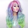 IMSTYLE Rainbow Synthetic Lace Front Wigs Colorful Natural Wave Synthetic Wig for Drag Queen Mermaid Cosplay Party 26 inches