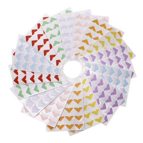 Penta Angel 16 Sheets 8 Colors Photo Corner Stickers Holder Protectors Self Adhesive Photo Mounting Corner Stickers Picture Corners for DIY Scrapbooking Photo Album Personal Journal Diary, 384 Count