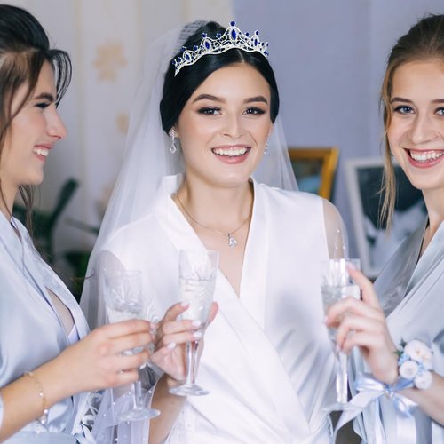 Didder Silver Royal Blue Princess Crown Birthday Tiara Prom Queen Tiaras and Crowns for Women and Girls Bridal Wedding Headband with Combs Halloween Costume Hair Accessories