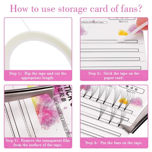 FADLASH Volume Fans Holder for Easy Fan Volume Lashes, 20Pcs Storage Card, Cruelty Free, Black