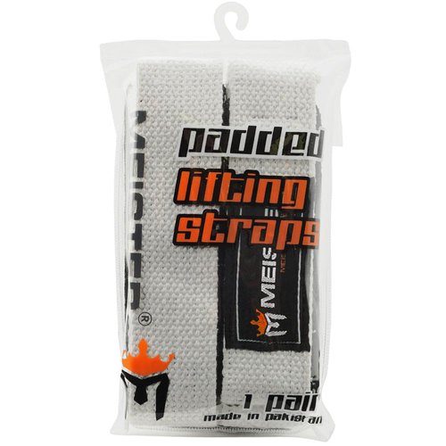 Meister Neoprene-Padded No-Slip Weight Lifting Straps for Grip (Pair) - White
