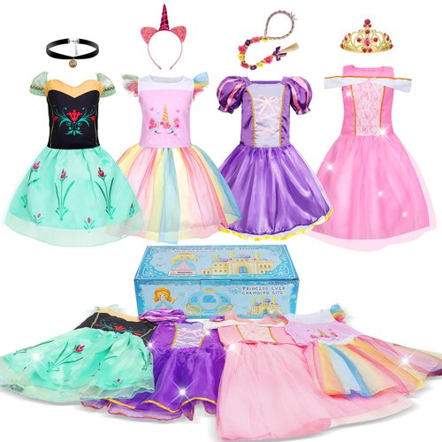 Dulsaera Princess Dress Up for Girls 4-6, Dress Up Clothes for Little Girls 3t-4t, Costumes with ...