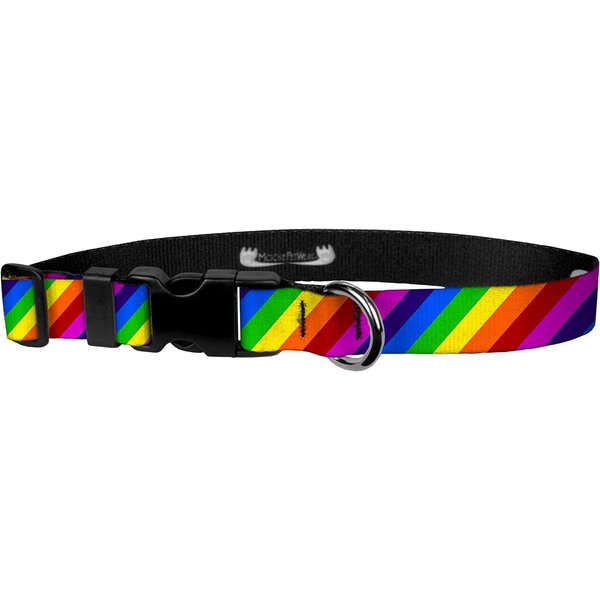 Moose Pet Wear Dog Collar - Patterned Adjustable Pet Collars, Made in the USA - 3/4 Inch Wide, Medium, Rainbow Stripe