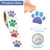 Hohamn 600 Pcs Dog Paw Stickers Roll for Kids 1.5 Inch Round Puppy Dog Paw Label Stickers for Toddlers Boys Girls Birthday Party Favors Gifts Decoration Envelope Seals Classroom Reward