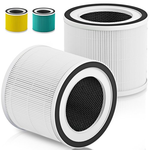 2 Pack Core 300 Replacement Filter Compatible with Levoit Air Purifier Core 300-rf Core 300S, 3-in-1 Filtration System of Pre-filter, H13 True HEPA and Activated Carbon Filter