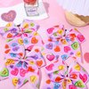 Whaline 4Pcs Valentine's Day Cheer Hair Bows Scrunchies Romantic Conversation Heart Prints Grosgrain Ribbon Bow Hair Band Candy Heart Ponytail Holder for Women Birthday Costume Supplies
