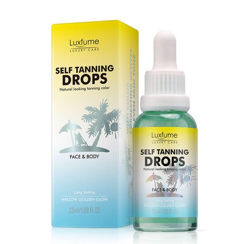 Luxfume Tanning Drops to Add to Moisturizer - Gradual Tan and Non-Comedogenic,Facial Tanning Drops with Customizable Glow,Vegan and Cruelty-Free 1.08 Fl Oz