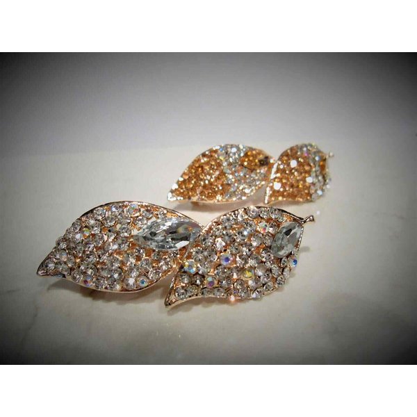 Generic Gold or clear leaf shaped crystal hair barrette clip bridal clip bridal (Primary color: Clear), 1 Count (Pack of 1)