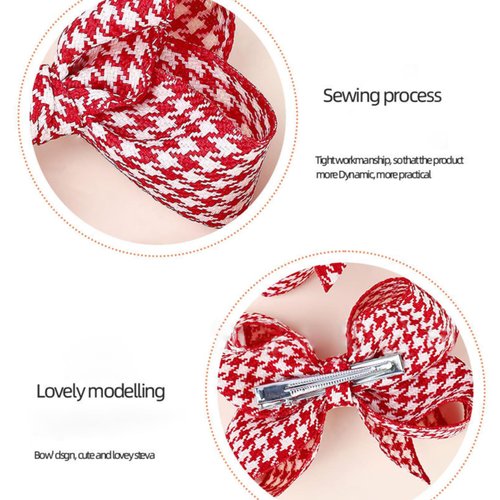 Christmas Hair Bows for Girls Cute Plaid Bow Hair Clips Red White Black Hair Clips Winter Hair Accessories Hair Barrettes for Hair Styling 2PCS (Red Plaid)