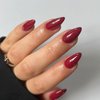 48 Almond Nails Wine Red Press On Nails Almond Shaped,Xcreando Acrylic Nails Glue on Nails Medium,Medium Length Stick on Nails Press ons Fake Gel Nails,False Nails for Women in 48 PCS