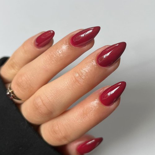 48 Almond Nails Wine Red Press On Nails Almond Shaped,Xcreando Acrylic Nails Glue on Nails Medium,Medium Length Stick on Nails Press ons Fake Gel Nails,False Nails for Women in 48 PCS